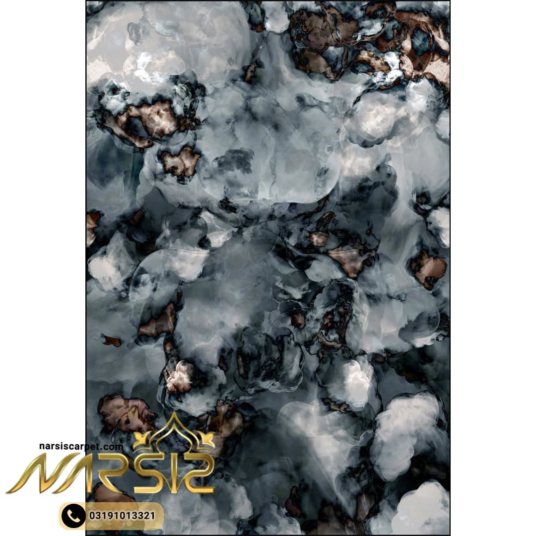 فرشینه مدرن طرح آبرنگی رنگ طوسی کد 8049