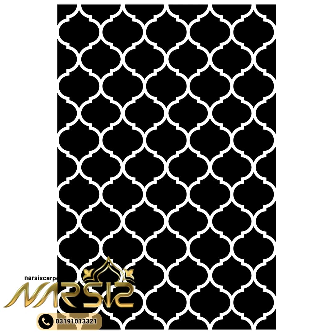 فرشینه مدرن طرح مراکشی رنگ مشکی و سفید کد 8045