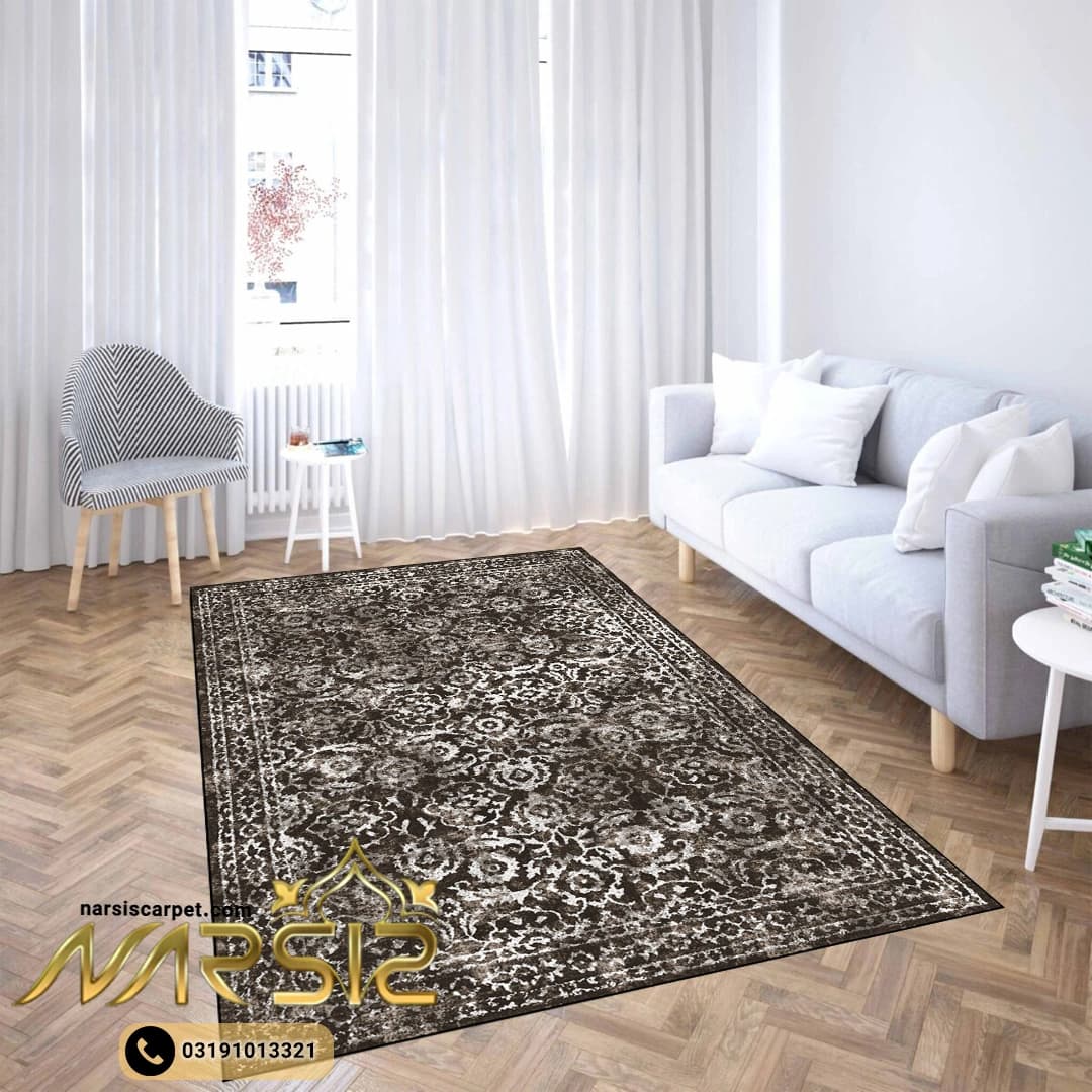 فرشینه مدرن طرح وینتیج رنگ قهوه ای کد 8043