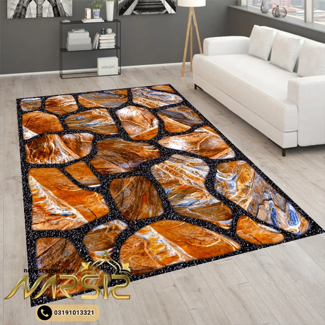 فرشینه مدرن طرح دیواره سنگی کد 8067 — تصویر ۲