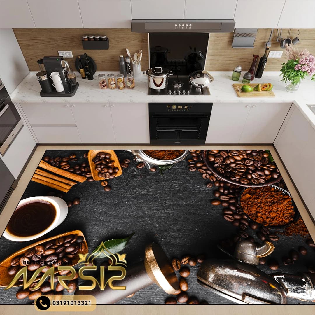 فرشینه آشپزخانه طرح قهوه کد 7059 — تصویر ۲