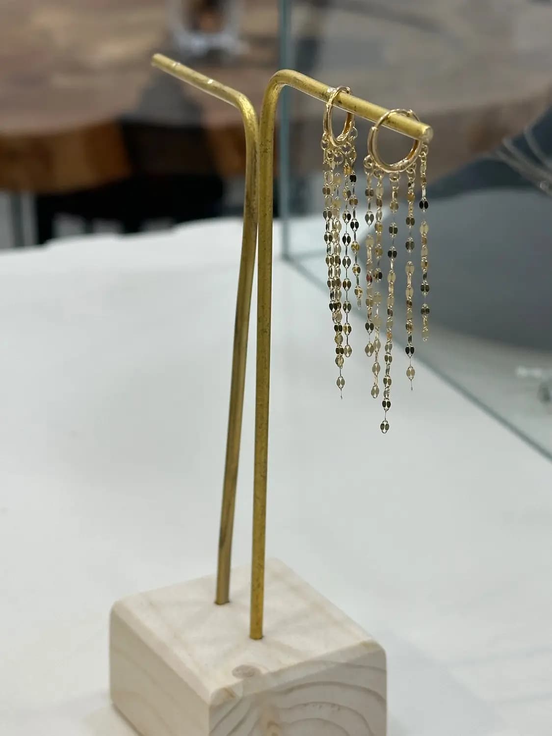 گوشواره طلا شرابه ای حلقه ای — تصویر ۳