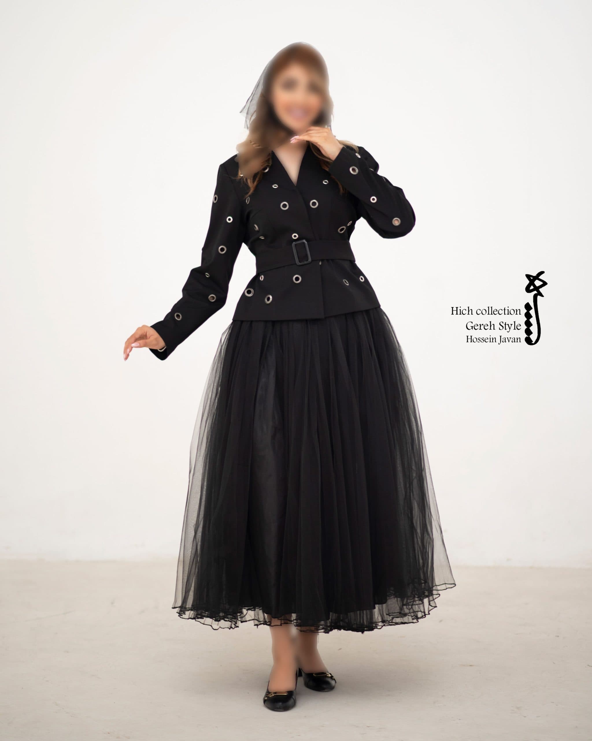 کت زنانه گره استایل مدل قوی سیاه — تصویر ۸