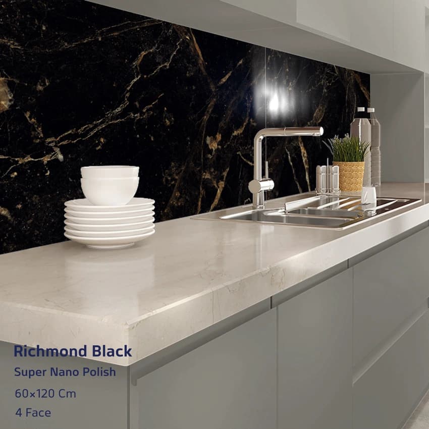 Richmond Black – ریچموند سرامیک طرح سنگ مشکی طلایی 60*120 — تصویر ۴