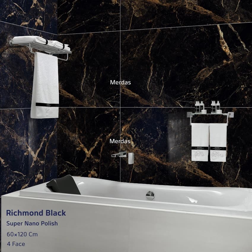Richmond Black – ریچموند سرامیک طرح سنگ مشکی طلایی 60*120 — تصویر ۳