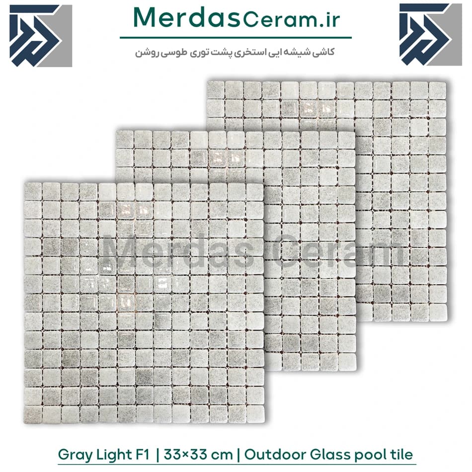 Gray Light F 1 – کاشی استخری طوسی روشن زمینه سفید پشت توری