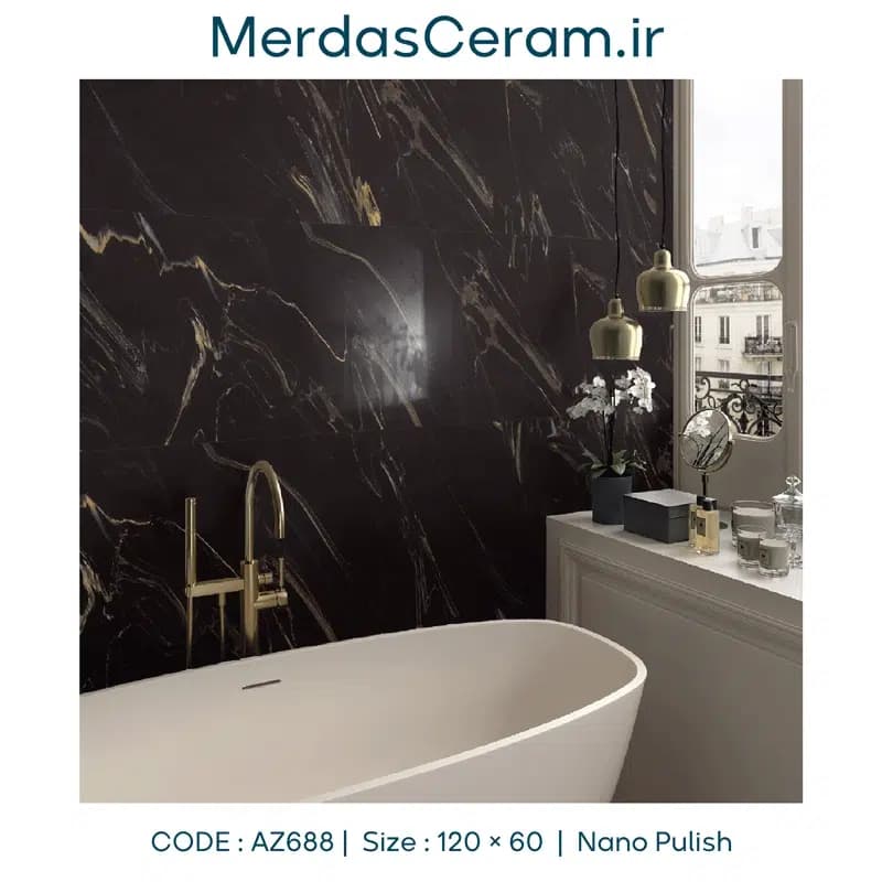 az688- سرامیک مشکی نانو پولیش ایفا سرام سایز 60*120 — تصویر ۲