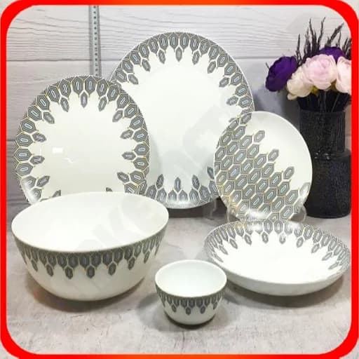 سرویس 26 پارچه گرد کلاسیک آدلیا خاکستری