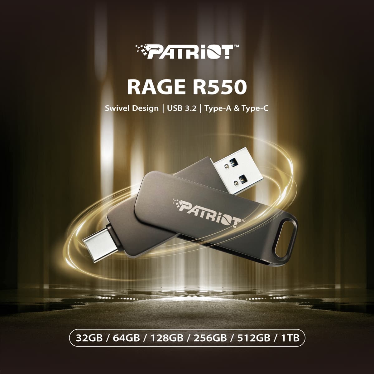 فلش مموری 128GB پاتريوت مدل PATRIOT Rage R550 اتصال USB3.2 + OTG TYPE-C — تصویر ۳