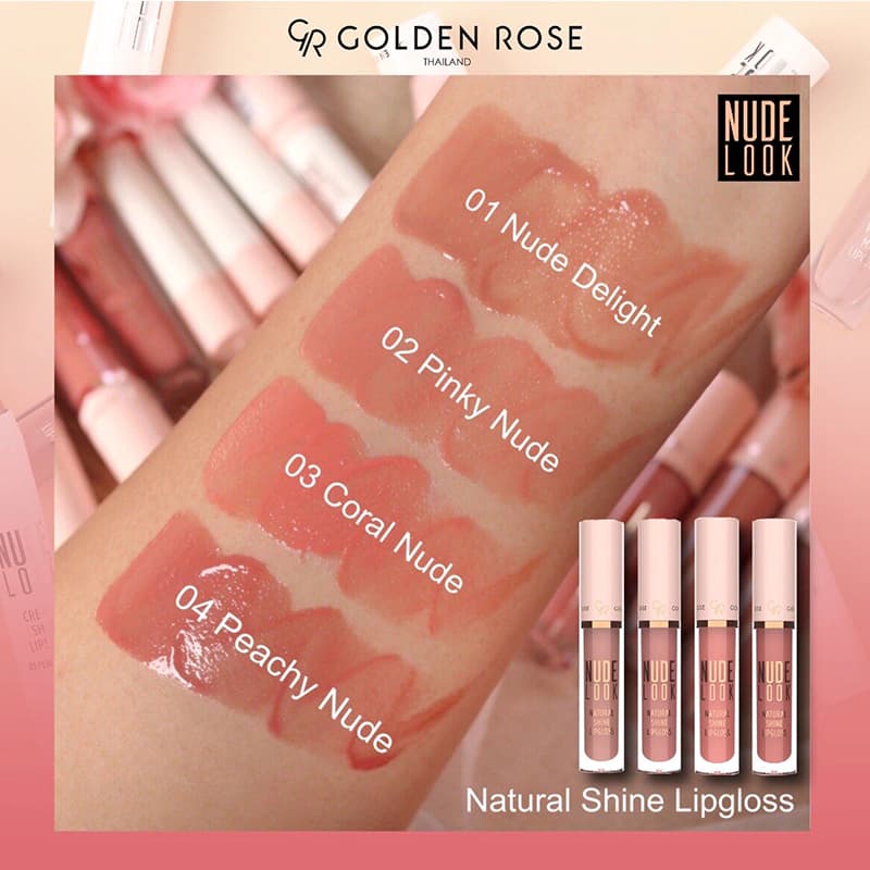 رژ لب مایع براق گلدن رز Golden Rose شماره 04 رنگ Peachy Nude — تصویر ۳