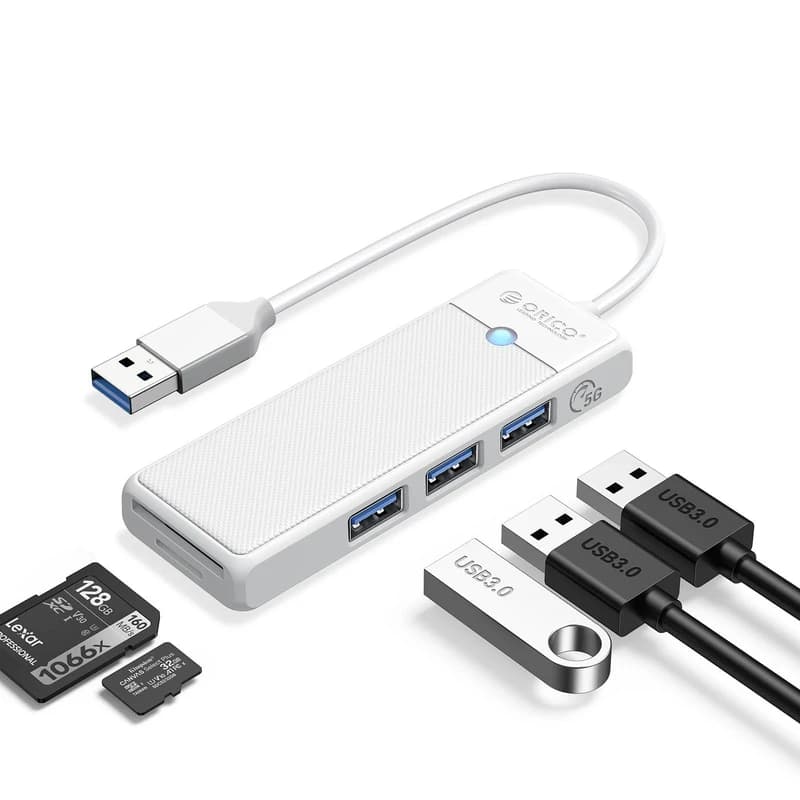 هاب 3 پورت USB3.0 اوریکو مدل ORICO PAPW3AT-U3-015 همراه شیار کارت‌ریدر — تصویر ۲