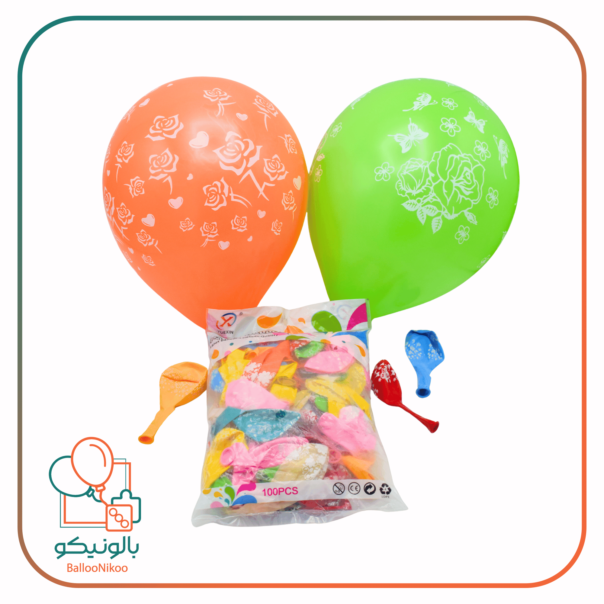 بادکنک چاپی گلدار(12inc)