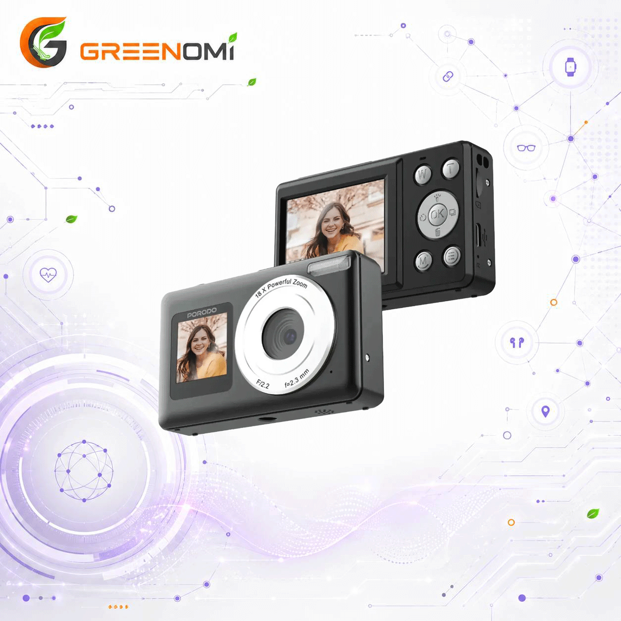 دوربین دیجیتال پرودو Porodo Dual-Screen Digital Camera PDETK07BK