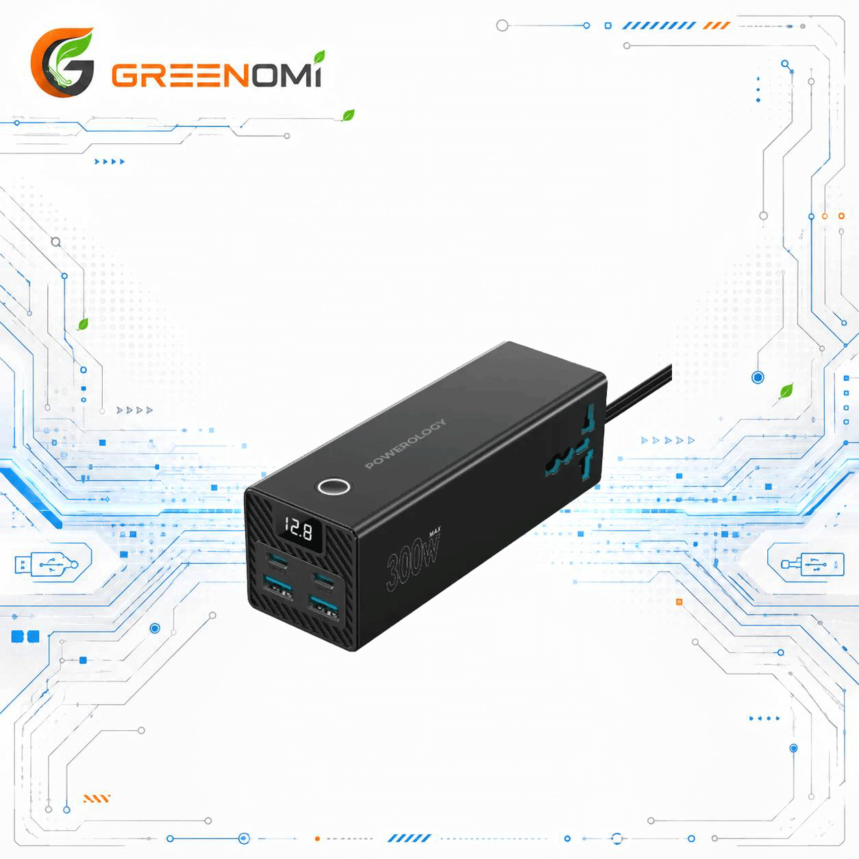 اینورتر و فندکی خودرو 300 وات پاورولوژی مدل POWEROLOGY PWCUQC038