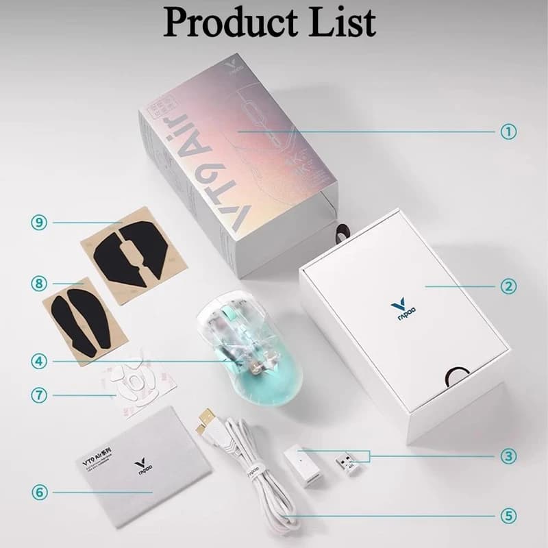 ماوس گیمینگ وایرلس و سیم‌دار رپو مدل RAPOO VT9 AIR Translucent — تصویر ۵