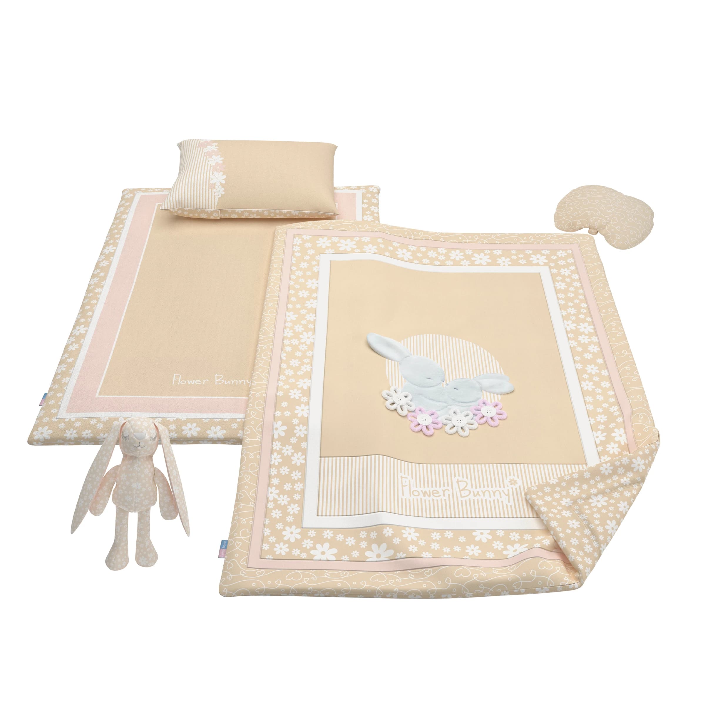 سرویس خواب 4تکه نوزاد رزبرن طرح Flower Bunny