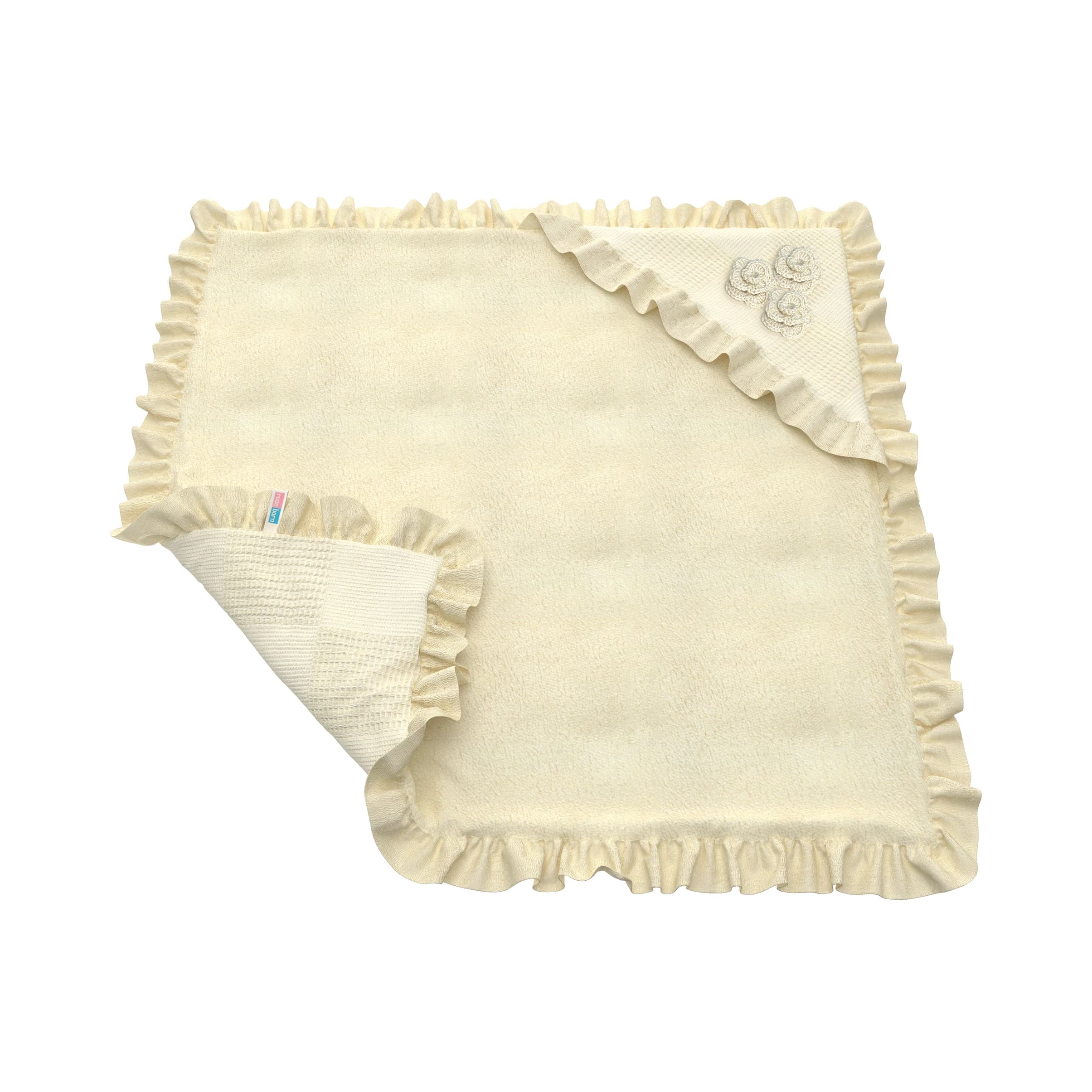 پتو دورپیچ کلاه دار نوزاد رزبرن طرحCotton Flower