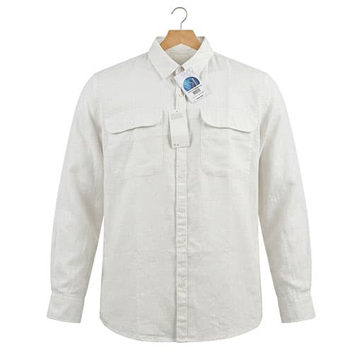شومیز کتان رنگ سفید دو جیب برند H&M