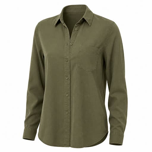 شومیز کتان رنگ سبز ارتشی برند H&M