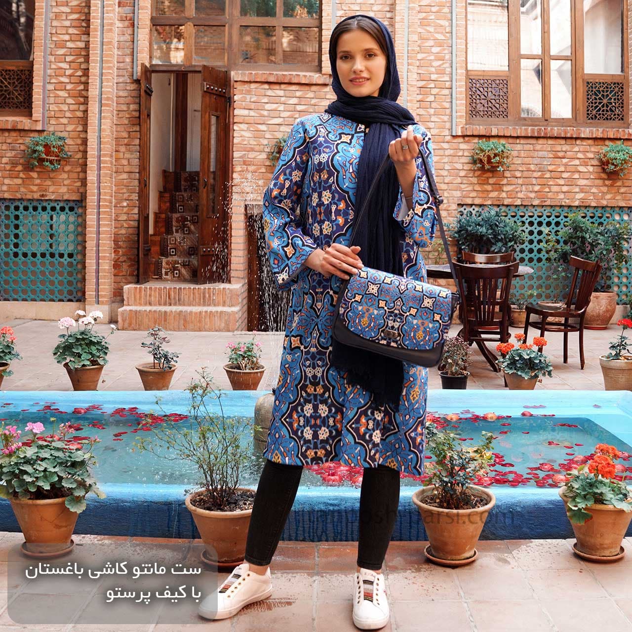 ست مانتو کیف شال باغستان — تصویر ۲