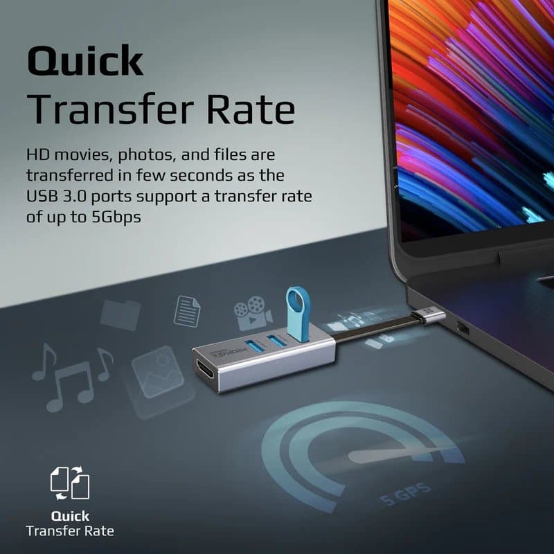 هاب 4 پورت USB-C پرومیت مدل MEDIAHUB-C3 — تصویر ۸