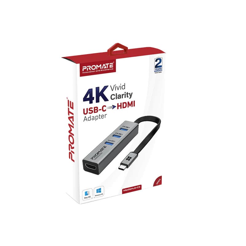 هاب 4 پورت USB-C پرومیت مدل MEDIAHUB-C3 — تصویر ۳