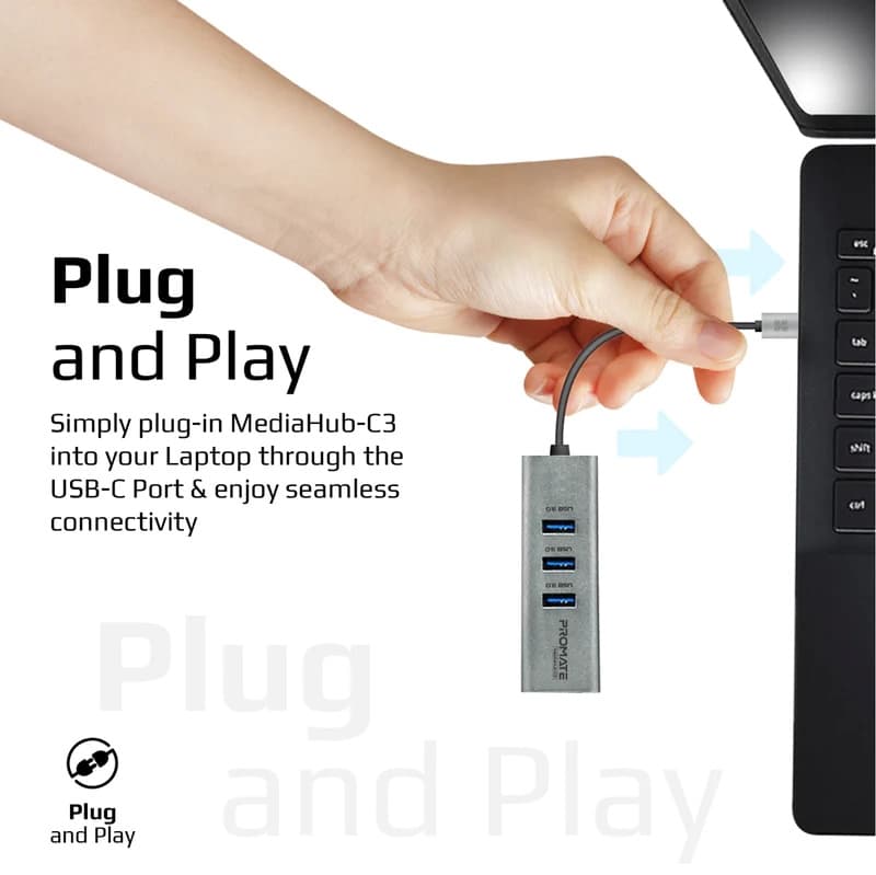 هاب 4 پورت USB-C پرومیت مدل MEDIAHUB-C3 — تصویر ۹