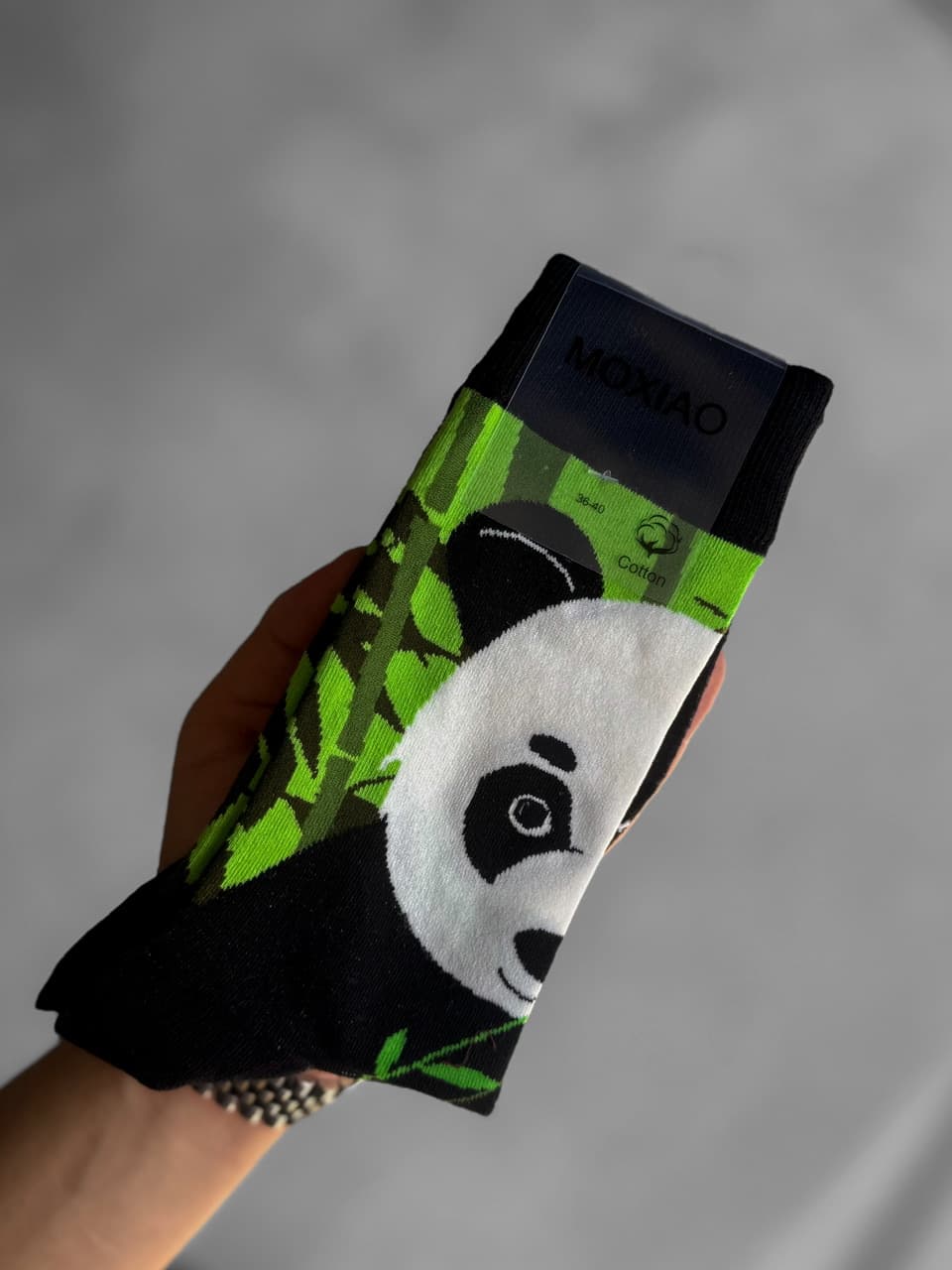 جوراب ساقدار Moxiao طرح Green Panda کد 892 — تصویر ۲