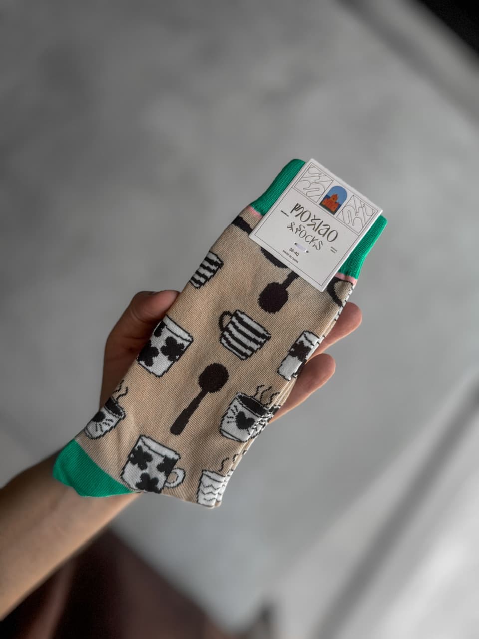 جوراب ساقدار Moxiao طرح Cup and Spoon کد 894 — تصویر ۲
