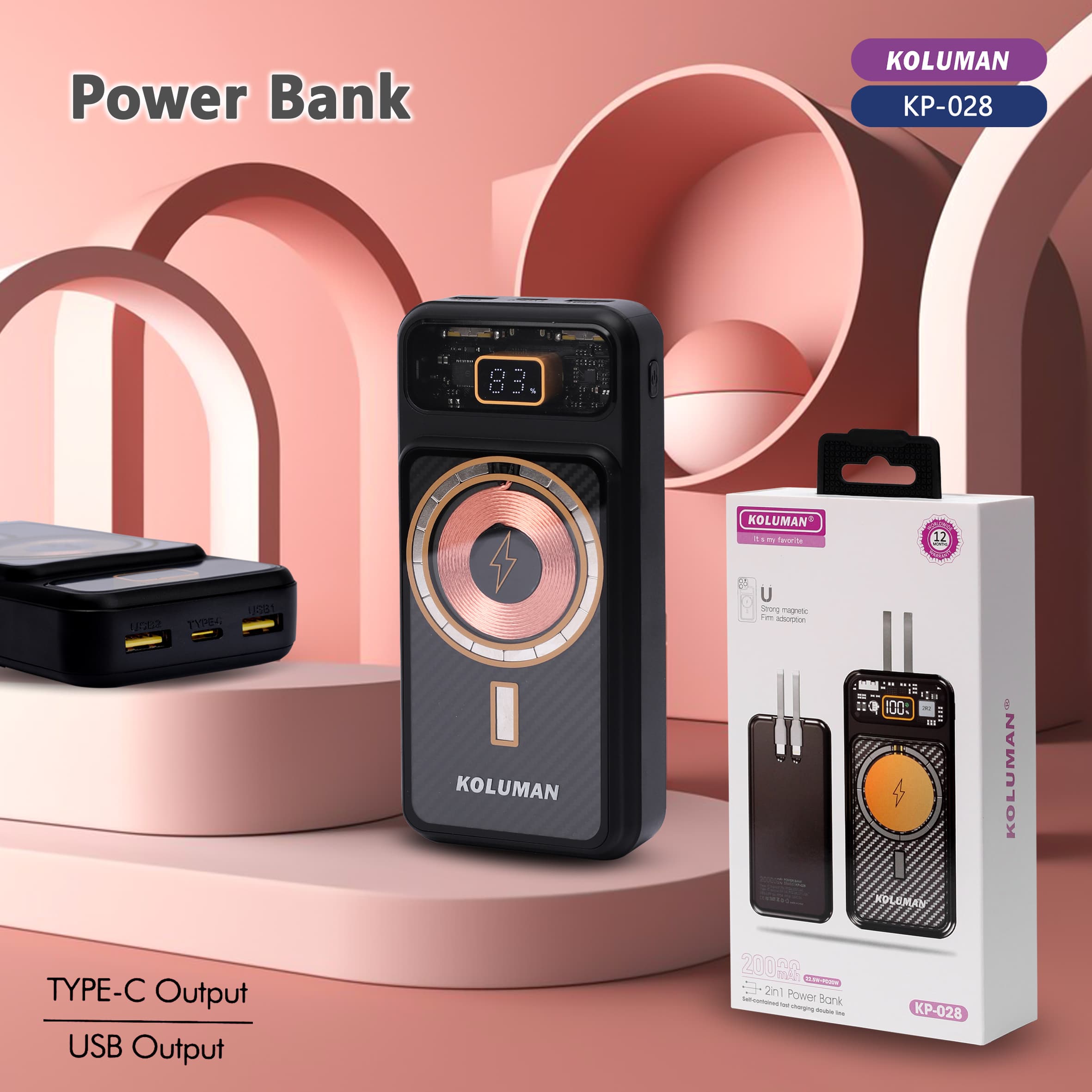 پاوربانک کلومن مدل KP-028 22.5W WIRELESS ظرفیت 20000 میلی آمپر ساعت — تصویر ۶