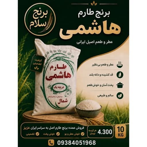 برنج طارم هاشمی محلی اصل استان مازندران،برنج سلام