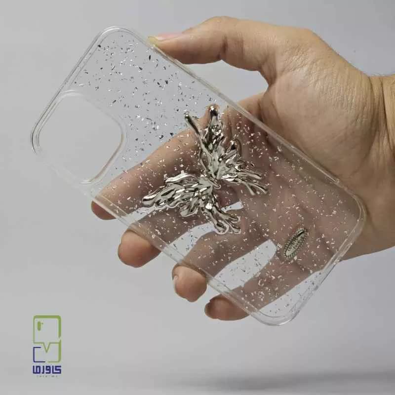 قاب گوشی آیفون 13 و آیفون 14 دخترانه | قاب شاین پروانه iPhone 13/14