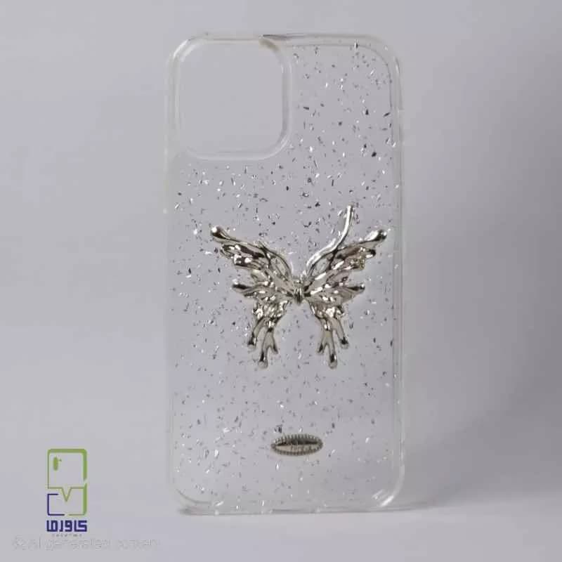 قاب گوشی آیفون 13 و آیفون 14 دخترانه | قاب شاین پروانه iPhone 13/14 — تصویر ۲