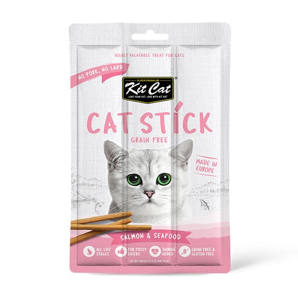 تشویقی گربه مدادی طعم ماهی سالمون و موجودات دریایی کیت کت Kit Cat بسته 3 عددی