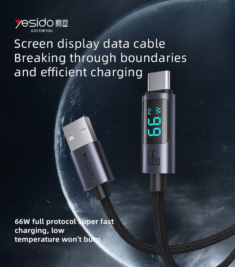 کابل USB به TYPE-C یسیدو YESIDO CA122 طول 1.2 متر 66W — تصویر ۲