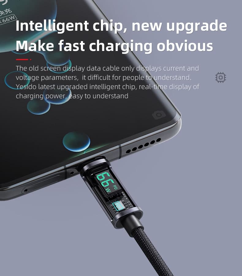 کابل USB به TYPE-C یسیدو YESIDO CA122 طول 1.2 متر 66W — تصویر ۳