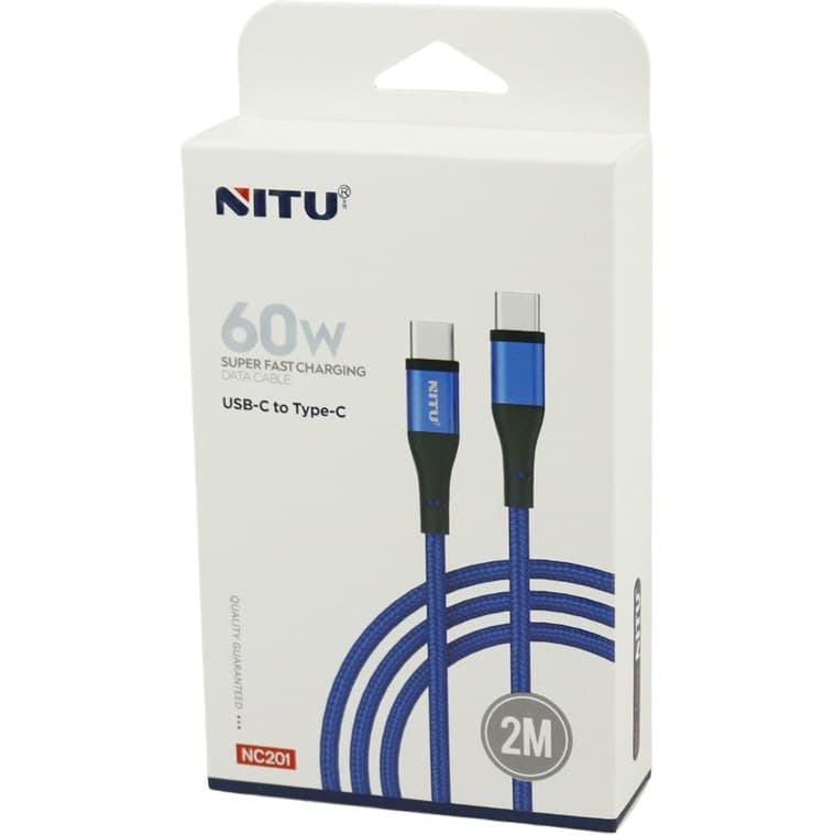 کابل سوپر فست شارژر TYPE C به TYPE C نیتو NITU NC201 طول 2 متر — تصویر ۴