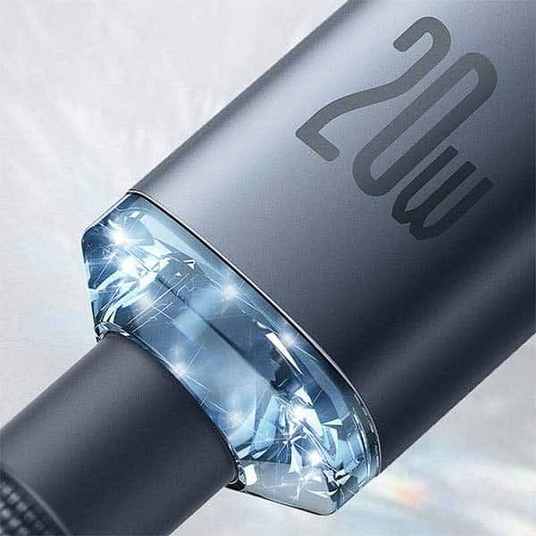 کابل فست شارژ Baseus CAJY000201 Crystal Shine Series Type-C to Lightning20W PD 1.2m — تصویر ۵
