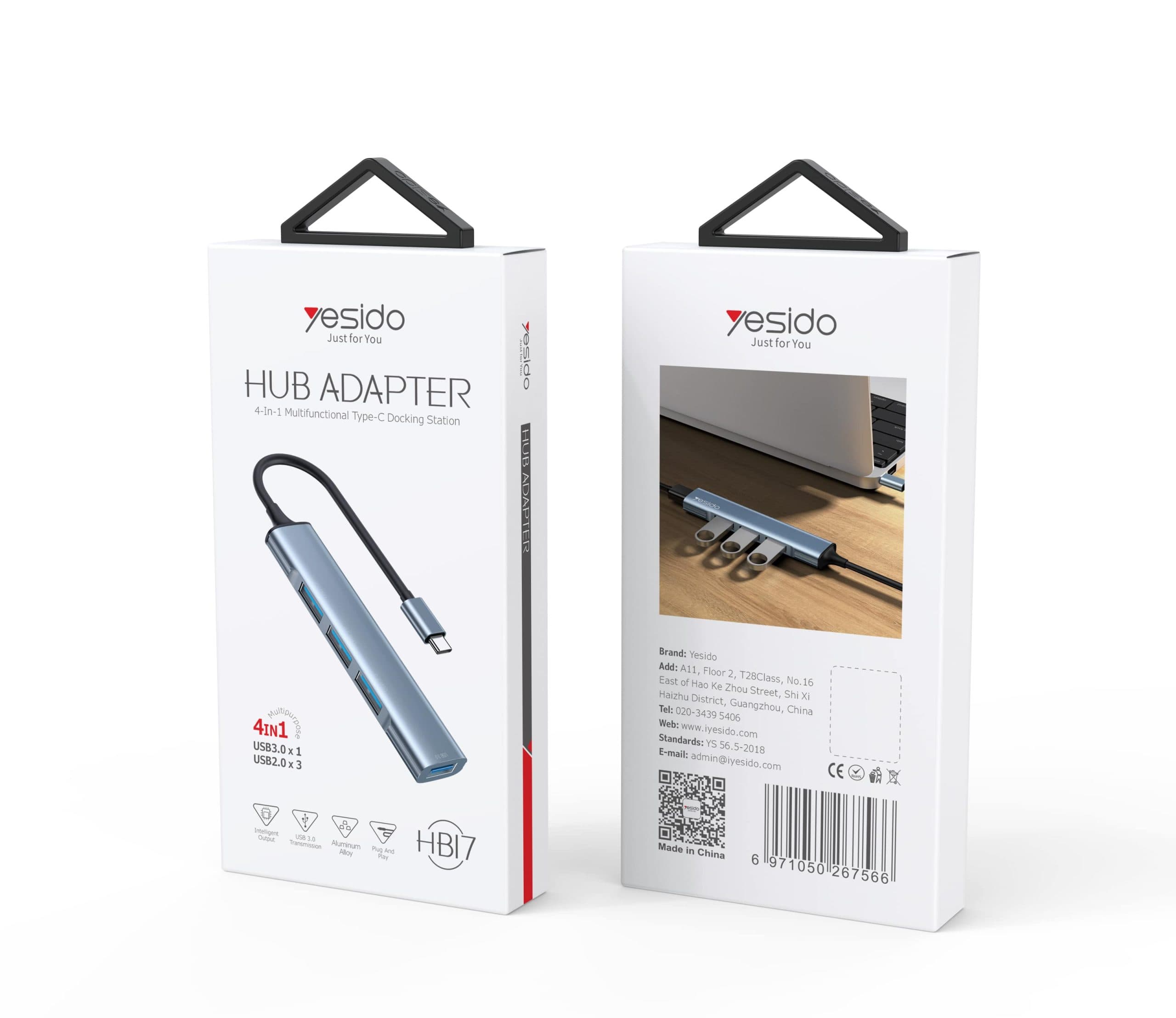 /وش 4 پورت یسیدو تایپسی Yesido HB17 4-in-1 HuB Adapter — تصویر ۷