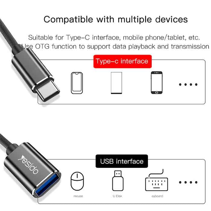 مبدل Type-C به USB OTG یسیدو YESIDO GS01 — تصویر ۴