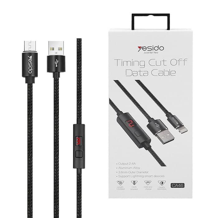 کابل USB به micro-usb یسیدو YESIDO Ca46 طول 1.2متر 2.4 آمپر