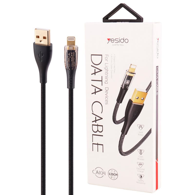 کابل USB به لایتنینگ یسیدو YESIDO CA104 طول 1.2 متر 2.4 آمپر — تصویر ۷