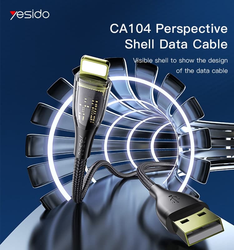 کابل USB به لایتنینگ یسیدو YESIDO CA104 طول 1.2 متر 2.4 آمپر — تصویر ۲
