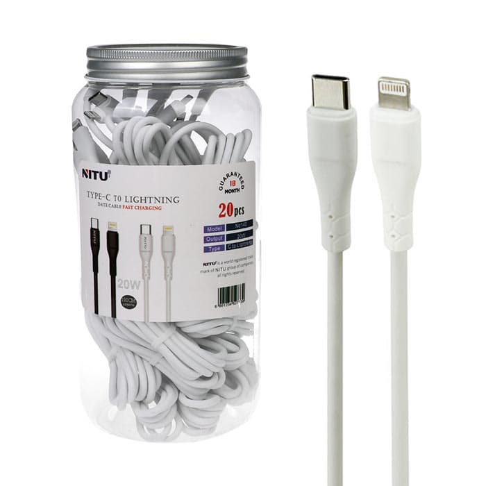 کابل بدون پک دبه ای تایپسی به آیفون فست شارژ نیتو NITU NC140 1.2m