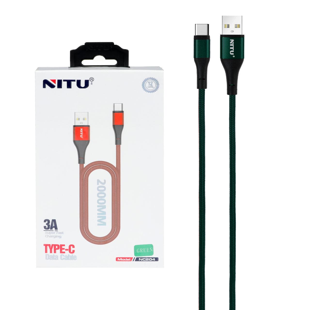 کابل USB به Type-C نیتو NITU NC204 طول 2 متر 3 آمپر — تصویر ۵