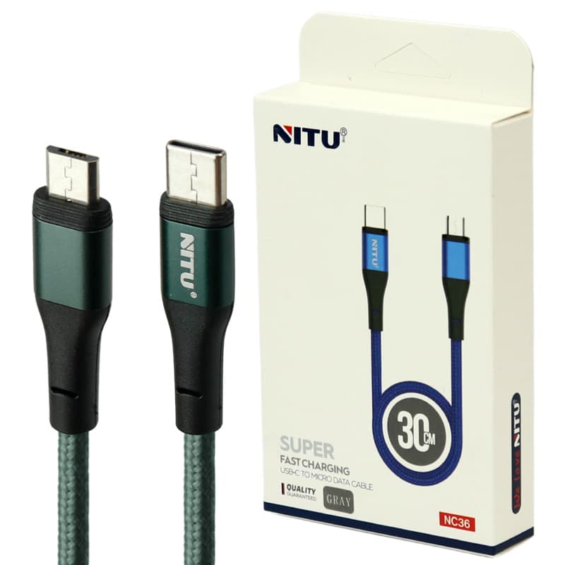 کابل Type-C به Micro-usb نیتو NITU NC36 طول 30 سانتیمتر 2.4 آمپر — تصویر ۳