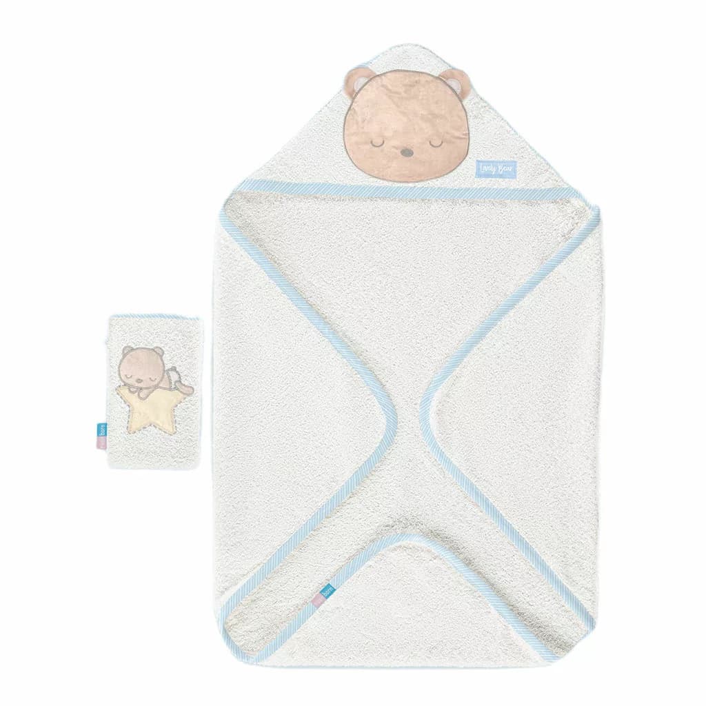 حوله نوزاد 2 تکه 4گوش طرح Lovely Bear رزبرن RoseBorn