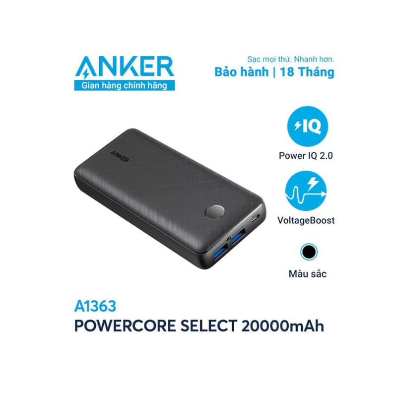 شارژر همراه انکر مدل PowerCore Select A1363 ظرفیت 20000 میلی آمپر ساعت — تصویر ۳