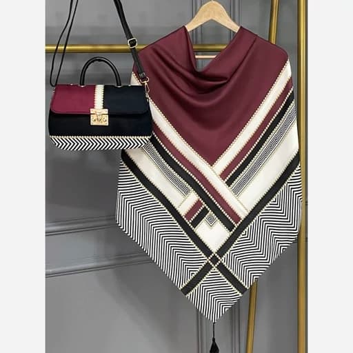 ست کیف و روسری زرشکی ست کیف و شال زنانه روسری زرشکی وساچه تیبا mo8004