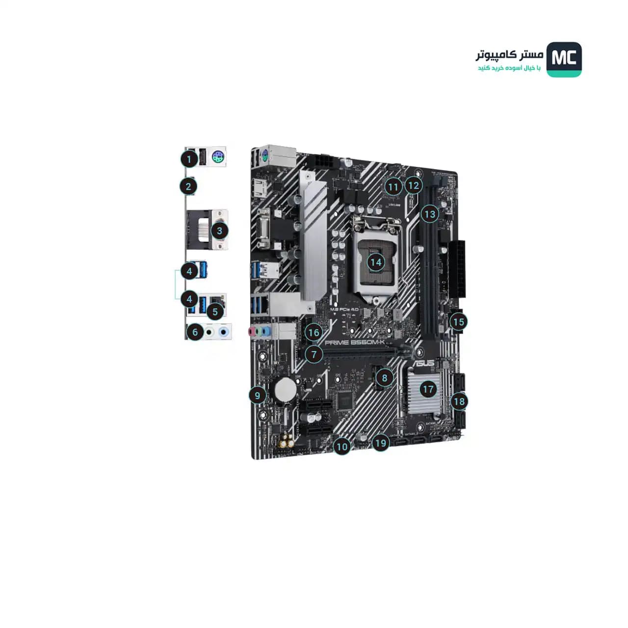 مادربرد ایسوس مدل PRIME B560M-A کارکرده — تصویر ۶